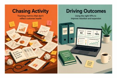 messy desk vs organized desk showing reactive KPIs vs proactive KPIs