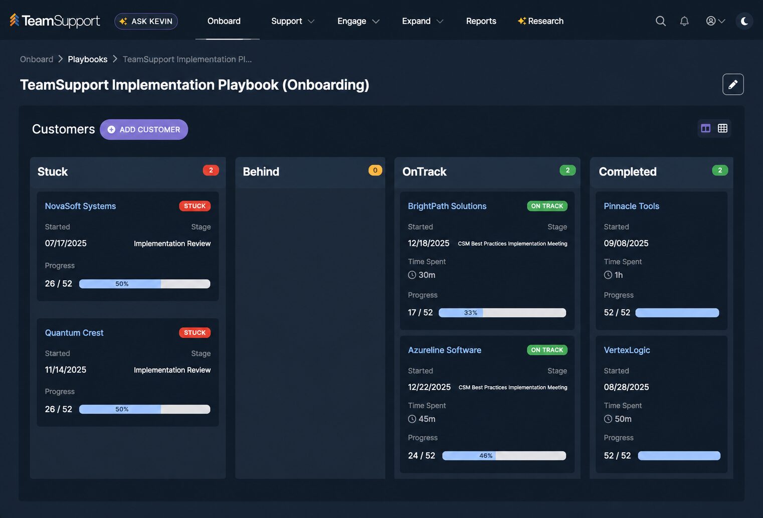 Customer Onboarding Software dashboard screen
